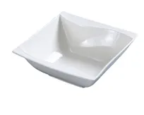 product of Yanco SW-504 Sea Wave Dessert Bowl, 5 Oz, 4" x 4" Square Porcelain, Bone White, Wavy Rim - Dozen