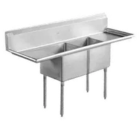 product of Serv-Ware D2CWP18182-18-V 72" Two Compartment Sink, 18"W x 18"L Bowl w/ 2 Drainboards & 12" B.splash