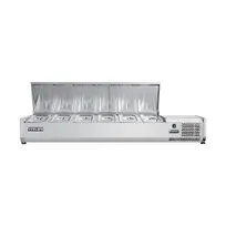 product of Vitlife Commercial VVRX1200/380S Refrigerated Countertop Condiment Station with Stainless Steel Lid, (4) Pan Capacity