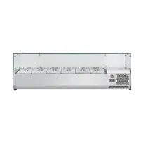 product of Vitlife Commercial VVRX1500/380G Refrigerated Countertop Condiment Station with Glass Lid, (6) Pan Capacity