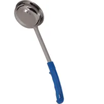 product of AllPoints 1371096 Spladles™ Spoon Ladle, 8 Oz, 18/8 Stainless Steel, Blue Plastic Handle