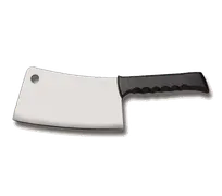 product of Omcan USA 10550 Cleaver Knife - 8" Stainless Steel Blade, Black Plastic Handle, Kitchen Cutlery