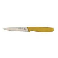 product of Omcan USA 11498 Paring Knife - 4" Wave Edge Stamped Spear Point, Steel Blade, Yellow Plastic Handle