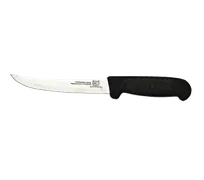 product of Omcan USA 11758 Boning Knife - 6" Curved Stainless, Black Plastic Stamped Handle, 6"-7" Blade Length
