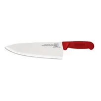 product of Omcan USA 12117 Chef Knife – 10" Stamped Medium Blade, Stainless Steel, Red Polypropylene Handle