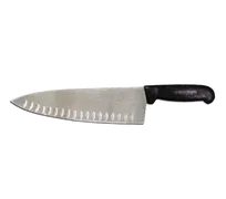 product of Omcan USA 12172 Chef Knife – 10" Stamped Knife, Granton Edge, Black Plastic Handle, Stainless Blade