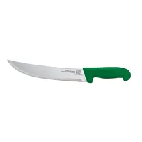 product of Omcan USA 12215 Steak Knife - 10" Curved Stainless Steel Blade, Green PP Handle, Stamped