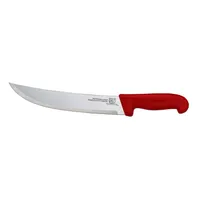 product of Omcan USA 12220 Steak Knife - 10" Curved Stainless Blade, Red Polypropylene Stamped Handle, Cutlery