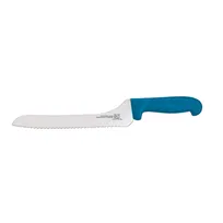 product of Omcan USA 12434 - 9" Offset Wave Edge Slicing Knife, Stamped Polypropylene Blue Handle Meat Carving