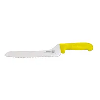 product of Omcan USA 12444 Slicing Knife, 9" Off‑Set Blade, Wave Edge, Stamped, Yellow Polypropylene Handle