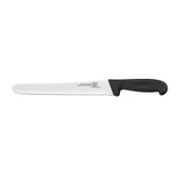 product of Omcan USA 12452 Slicing Knife – 10" Curved Wave Edge Blade, Stamped, Black Polypropylene Handle
