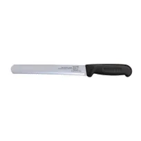 product of Omcan USA 12644 Slicing Knife – 10" Straight Wave Blade, Stamped Style, Black Polypropylene Handle