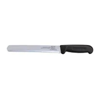 product of Omcan USA 12696 Slicing Knife – 12" Wave Edge Blade, Stamped, Black Polypropylene Handle