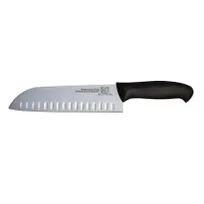 product of Omcan USA 12761 - 7" Granton Edge Chef Knife, Stainless Steel Blade, Black Plastic Handle, Cutlery
