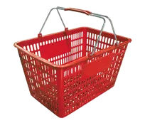 product of Omcan USA 13025 Shopping Basket, Red Plastic, 50 lb, Steel Handles with Plastic Coating
