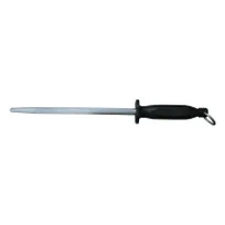 product of Omcan USA 13904 Sharpening Steel, 12" Round Blade, Black Plastic/Poly Handle