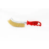 product of Omcan USA 16469 Wire Panini Grill Brush, Brass Bristles, Red Plastic Handle, Commercial Kitchen Tool