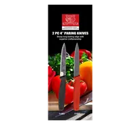 product of Omcan USA 21874 Paring Knife Set - 4" 2-Edge, Stmpd Spear-Pt Stainless Blade, Blk Poly Handle - Set