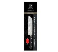 product of Omcan USA 21883 Premium Santoku Knife, 7" Forged Stainless Steel Blade, Granton Edge, Black Handle