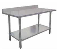 product of Omcan USA 23797 60" Open Base Work Table with Undershelf, 4" Backsplash / 18 Gauge Top