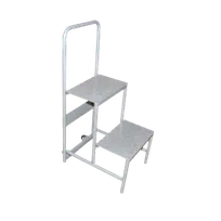 product of Omcan USA 31368 Step Ladder - Two-Step Bar Ladder, Welded Steel, 2" Casters, Shipped Pallet