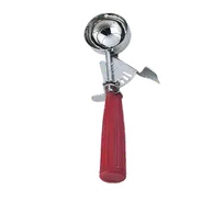 product of Omcan USA 34846 Ice Cream Scoop, 1-1/3 oz, Thumb Press, Steel Red Plastic Handle - 12/Case