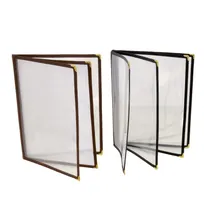 product of Omcan USA 39794 Double-Fold Menu Holder Booklet, Black Plastic, 9-1/4" x 11-3/4" Metal Corners