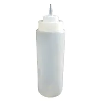 product of Omcan USA 40470 Squeeze Bottle – 16 oz Clear Wide-Mouth Bottle, Single Tip, Clear/White Cap – Set
