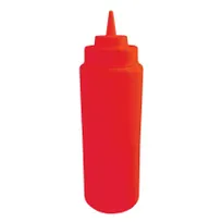 product of Omcan USA 40472 - 24oz Red Squeeze Bottle, Wide Mouth, Dishwasher Safe, Single Tip, 4/Set