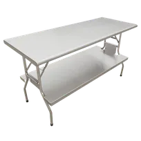product of Omcan USA 41237 Folding Table - 72"W x 30"D Stainless Steel Top, Undershelf, 4-Person Capacity