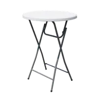 product of Omcan USA 41595 32" Round Folding Table, 43" H, Steel Frame, HDPE Top, Bar Height, Full Circle, Plastic Finish
