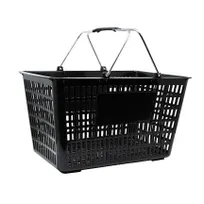 product of Omcan USA 43028 Shopping Basket – Black Plastic, Two Steel Handles Plastic Coated, 50 Lb