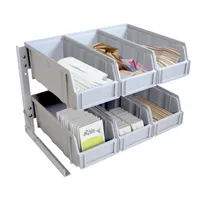 product of Omcan USA 43642 Condiment Organizer, 16.75"W x 12.37"D x 12"H, 6-Section Gray Polypropylene/Aluminum