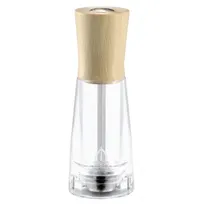product of Omcan USA 43669 Pepper Mill, 15cm (6") Tall, Wood/Acrylic Base, Steel Mechanism, Made in Italy
