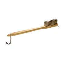 product of Omcan USA 44220 Pizza Oven Brush, 20" Wood Handle, Stainless Steel Wire Bristles, Horizontal Scraper