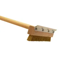 product of Omcan USA 44223 Pizza Oven Brush, 40" Wood Handle, Brass Wire Bristles, Horizontal Scraper