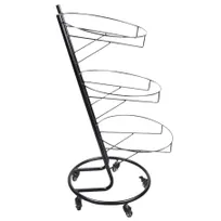 product of Omcan USA 44294 Tiered Display Stand 3-4 Tier Angled Black Metal Height 31"-48" Casters With Brakes