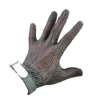 product of Omcan USA 44352 Cut-Resistant Glove, Small, Stainless Steel Mesh, White Silicone Strap - 5-Finger