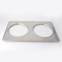 product of Omcan USA 44849 Adapter Plate, Steel, 8.38" Inset Hole, 2 Cutouts, Fits 2 7‑Qt Steam Table Insets