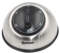 product of Omcan USA 47226 Mechanical Kitchen Timer, 60-Minute Countdown, Stainless Steel Housing, Manual Dial