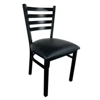 product of Omcan USA 47594+76554 Indoor Side Chair, Ladder Back, Metal Frame, Upholstered Vinyl Seat, Black