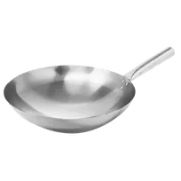 product of Omcan USA 47864 Mandarin Wok, 16" Stainless Steel Wok with Single Handle, Nailed Joint