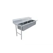 product of Omcan USA 48495 72" S.Steel Soiled Straight Dishtable – 20"x20" 3 Sinks, 16‑Gauge / Left to Right