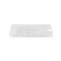 product of Omcan USA 80012 Pan Cover, 1/9 Size Clear Polycarbonate Lid, Spoon-Notched Slotted, 6-15/16" x 4-1/4"