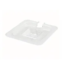 product of Omcan USA 80016 1/6 Cover - Clear Polycarbonate Handled Spoon-Notched Slotted Lid, 6-15/16" x 6-3/8"