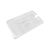 product of Omcan USA 80021 1/4-Size Clear Polycarbonate Pan Cover Handled SpoonNotch Slotted, 10-7/16" x 6-3/8"