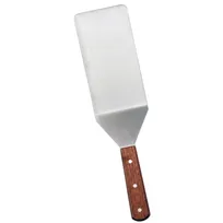 product of Omcan USA 80079 Stainless Steel Turner, 7½" x 4" Blade with Wooden Handle – Kitchen Utensil