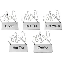 product of Omcan USA 80132 Hot Tea Hanging Beverage Sign - Stainless Steel with Decorative Chain, Café Display