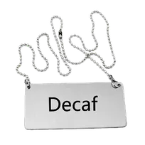 product of Omcan USA 80133 Decaf Beverage Sign, Hanging Chain, Stainless Steel, 6" x 2"