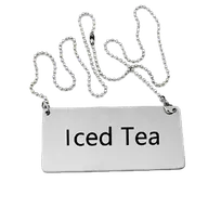 product of Omcan USA 80136 Hanging Iced Tea Beverage Sign with Chain, Stainless Steel – Coffee Service